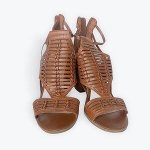 Women’s Woven Block Heel Sandals – Brown (Size 8)